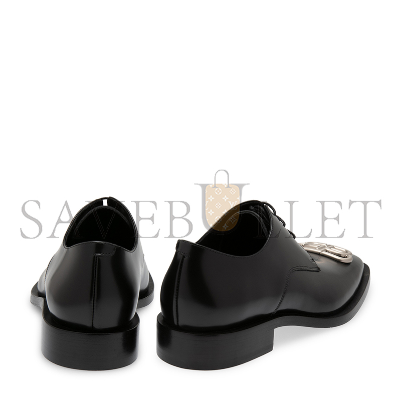 BALENCIAGA MEN'S BLACK SQUARE TOE DERBY SHOES 712642WA8E1